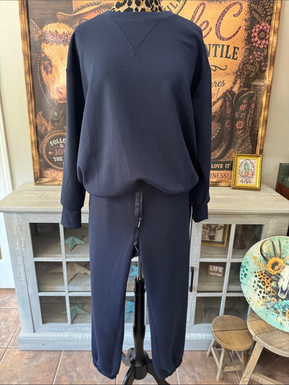 DEAR SCARLETT Women's 2PC Navy Jogger Set Size 1XL